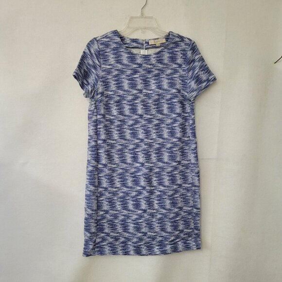 Loft Dress Women 4 Blue Short Sleeve Textured Slightly Discolored Armpits - Picture 1 of 12